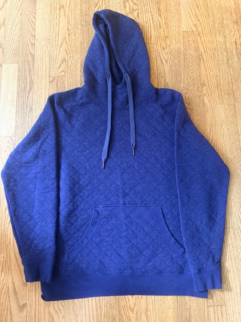 Marmot Blue Quilted Hoodie Sweatshirt Size Large